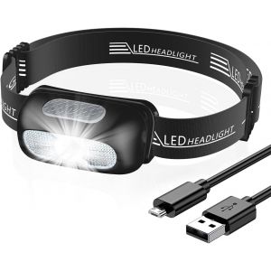 Lampe Frontale, Torche Frontale Led Ultra Puissante Avec 5 Modes D'éclairage & Lumière Rouge, Étanche Ipx4, Portable Lampe Poche Main Libre Rechargeable Pour Pêche/Camping/Cyclisme/Randonnée - Neuf