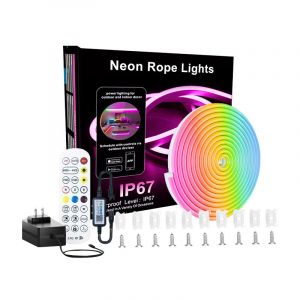 Ruban Lumineux N&eacute;on LED RGBIC 30M - 72 LED/M, 2.4G, Bluetooth, T&eacute;l&eacute;commande 24 Touches, Prise EU - Neuf