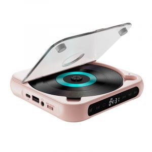 Lecteur CD portable Bluetooth - Rose?13.5*13.5*2.5cm - Neuf