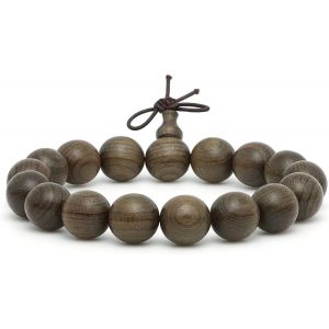 Asas-Bracelet De Perles En Bois De 12mm,Bracelet De Perles De Bois Sombre Naturel,Bracelet De Perles De Prière Bouddhiste De 17 Perles,Bracelet De Perles Servi À La Main De Mode - Neuf