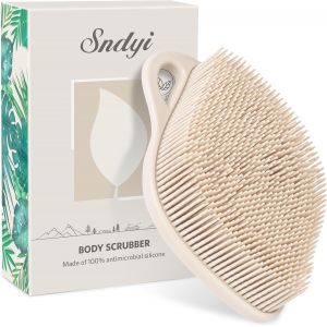Brosse pour le corps en silicone,Exfoliant pour le Corps pour Une Mousse Plus Facile & les Peaux Sensibles,Unique Feuille de Loofah en Silicone,Facile à Nettoyer et Durable,Avoine - Neuf