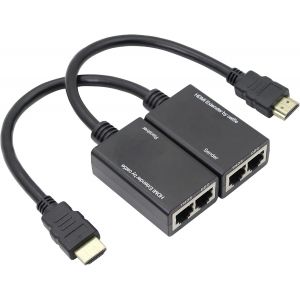 ERYI-Rj45 À Hdmi Extendeur Adaptateur 1080P Sur Rj45 Cat 5E Ethernet Câble Extension Étendue Hdmi Signal Amplificateur30M/100Ft, Expéditeur + Récepteur,1 Paire - Neuf