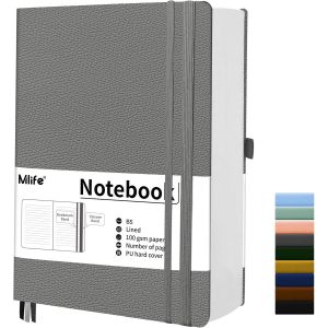 B5 Ligné Carnet De Notes De Journal Épaissi,360 Pages Et 100g/M² De Papier Résistant À L'encre,Carnets De Notes Avec Pochette Pliante Pour Le Bureau École Maison Écriture&notes(Gris) - Neuf