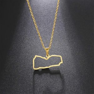 Yémen Carte Contour Pendentif Collier Pour Femmes Hommes Acier Inoxydable Arabe Pays Géographie Colliers Bijoux Ethniques Cadeaux - Neuf