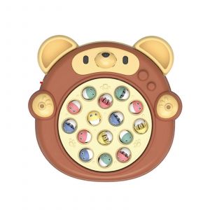 Jeu de soci&eacute;t&eacute; rotatif, jouet de p&ecirc;che &eacute;lectrique, jeu de poisson magn&eacute;tique de dessin anim&eacute;, jouet multijoueur parent-enfant-Ours mignon avec sa propre p&acirc;te - Neuf