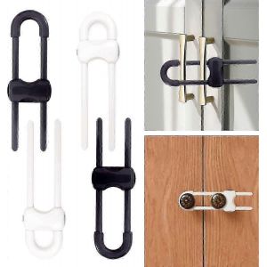 4 Pi&egrave;ces Serrures D'armoire De S&eacute;curit&eacute; Pour Enfants - Serrure Enfant Pour Armoire - Serrure Enfant - Convient Pour Armoires Et Tiroirs (Noir Blanc) - Neuf