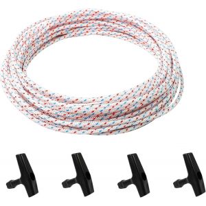 MEVRONISSHOP-10M X 4MM Pi&egrave;ces Moteur Corde, Ferme Corde de D&eacute;marrage de Rechange, Corde Lanceur Tondeuse avec 4 Poign&eacute;e de D&eacute;part, Corde de D&eacute;marreur &agrave; Recul Compatible pour Tondeuse Tron&ccedil;onneuse Cou - Neuf