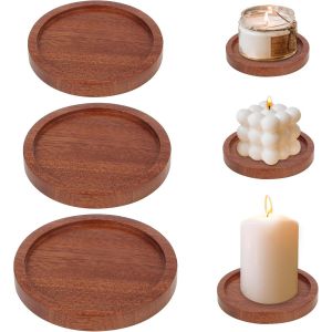 Kalanka-Lot De 3 Plateau À Bougies,Support Bougie Décoration De Table,Supports Pour Bougies Piliers Plateau Decoratif Bougie Ø 7.1 Cm,8 Cm,9 Cm,Peut Être Utilisé Comme Dessous De Verre - Neuf