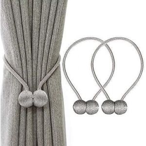 Embrasses de rideau Embrasse de rideau magnétique Boucle de rideau tressée magnétique (gris) - Neuf