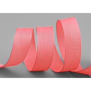 Kal-Lina 508 Ruban De Soie En Soie Couleur Terre Cuite Avec Bords En Fil De Métal - 20 M X 25 Mm - Corail Terre Cuite - Ruban Décoratif - Décoration De Table De Mariage, Pâques - Ruban En Viscose - Neuf