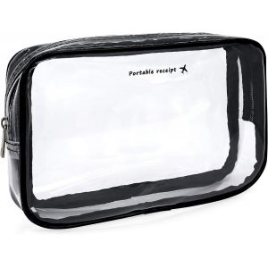 KALANKA-Pochette de Voyage en Plastique Transparent Certifié TSA pour Avion Bagage Cabine - Trousse Maquillage & Cosmétiques PVC Imperméable - Taille S - Neuf