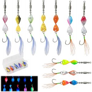 Kyaoayo-Twist Spoons Lot De 10 Leurres De Pêche À La Truite Uv Actifs 3 G Avec Rolling Swivels, Twister Accessoires De Pêche À La Truite, Clignotants Multicolores, Leurres De Pêche, Cuillères De Pêch - Neuf
