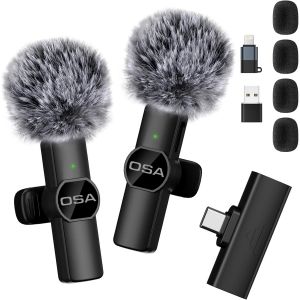 ASFASFq-Microphone cravate sans fil USB-C pour iPhone/Android/PC/ordinateur portable, microphone sans fil pour diffusion en direct, Vlog, TikTok, YouTube, réduction du bruit, clip Plug-Play sur micro - Neuf