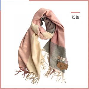 Écharpe Unisexe Automne/Hiver En Mélange Laine Carreaux, Épaisse Et Chaude, Gris, Bordeaux, Rose, 70x200 Cm, Polyvalente Et Mode,Rose - Neuf