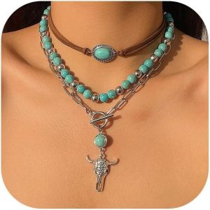 Kalanka-Colliers Boh&egrave;me Pour Femme, Tenues De Concert De Campagne, Tenue Occidentale De Nashville Pour Femme, Collier Ras Du Cou, Long Collier En Cuir, Bijoux Occidentaux, Accessoires De Cowgirl De - Neuf