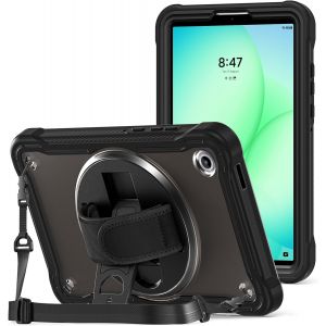 LORANKA-&Eacute;tui pour Samsung Galaxy Tab A11 8.7"" 2025 (SM-X130), Coque Antichoc avec Bandouli&egrave;re et Dos Rotatif 360&deg;, Housse pour Tablette Samsung Tab A11 8.7 Pouces avec Hand Strap et Support -Noir - Neuf