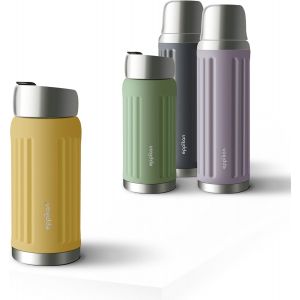 Eppigrand Gourde Isotherme 500ml - Bouteille Isotherme Inox, &Eacute;tanche, Sans Bpa, Avec Couvercle Click & Go (Moss Green, 500 Ml) - Neuf