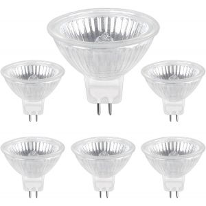 Kal-Ampoule Halogene Gu5.3 20w 12v, 205lm Blanc Chaud 2700k Dimmable, Ampoule Spot Halogène Mr16 Avec Couvercle En Verre Avant Pour Éclairage Sur Rail, Éclairage Paysager, Pack De 6 - Neuf