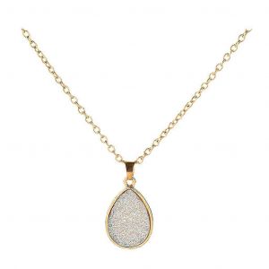 Collier Bijou Créatif Pendentif Goutte Simple Et Tendance Cadeau Cristal Blanc - Neuf