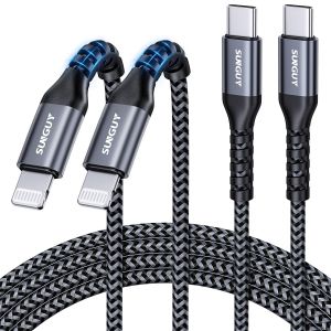 TRAHOO-C&acirc;ble USB C Lightning, [2M 2 pi&egrave;ces] C&acirc;ble de donn&eacute;es certifi&eacute; MFi C&acirc;ble de charge USB C vers Lightning iPhone C&acirc;ble de charge rapide pour iPhone 14/13/12/11 Pro Max Mini/X/XS/Chargeur type C - Neuf