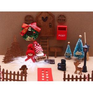 Ensemble de portes de maison de poup&eacute;e miniature avec accessoires de No&euml;l - Kit de d&eacute;coration de 25 pi&egrave;ces - Neuf