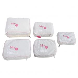 DINIWELL 5pcs Organisateur de voyage V&ecirc;tements Sac de rangement Pochette &agrave; bagages Valise rouge Sac &agrave; main gris - Neuf