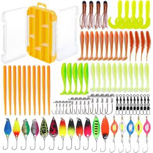 Kyaoayo-Lot De 100 Cuillères À Truite, Cuillères, Cuillères, 1,75 G/2,5 G/3,5 G, Accessoires De Pêche Avec Boîte De Rangement Pour Truite, Perche, Brochet, Sandre - Neuf