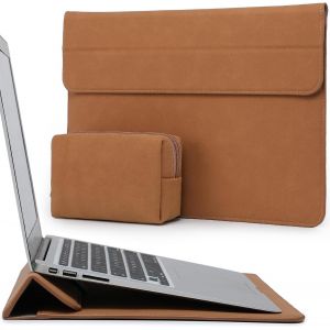 15-16 Pouces Housses Ordinateur Portable Sacoche avec Fonction Stand pour MacBook Pro 16 M4/M3/M2/M1 Pro/Max 2025-2019,XPS 15,MacBook Pro 15 2015-2012,Samsung Galaxy Book Flex/Pro 15,Marron - Neuf