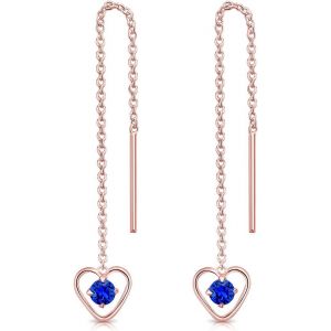 Kal-&reg; Boucles D'oreilles Pendantes &Agrave; Cha&icirc;ne En Argent Fin 925 Plaqu&eacute; Or Rose - Coeur Avec Mini 3 Mm Cristaux De Swarovski&reg; Elements Ronds - Choix De Diff&eacute;rentes Couleurs - Neuf