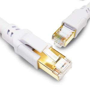 KALANKA-Cat 8 Cable Ethernet 0.5m RJ45 Câble Réseau LAN Blanc, 40Gbps 2000MHz S/FTP Cable Internet Compatible Cat5 Cat6 Cat7, pour PS5 PS4 Router TV Switch Módem PC POE - Neuf