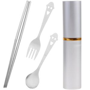 Ensemble De Vaisselle Portable En Acier Inoxydable : Fourchette, Cuill&egrave;re, Baguettes Et &Eacute;tui Pour Les Voyages, Le Camping Et L'usage Quotidien - Neuf