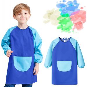 KALANKA-1 pièce de tablier de peinture pour enfants, imperméable à l'eau, réglable tablier de bricolage,manches longues pour 5-11 ans garçon et fille,pour l'école d'art - Neuf