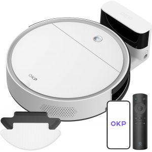 lbgwp60-Aspirateur Robot, Robot Aspirateur Laveur 3 En 1, Mince Silencieux Connecté Wifi/Bluetooth/Alexa/App, Auto-Charge, 120Min D'Autonomie, Idéal Pour Poils D'Animaux Sols Tapis, K5 Avec Télécomma - Neuf