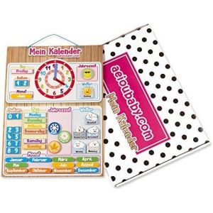 Fchhk-Calendrier Horloge Semainier Magnétique Pour Enfant, Jeu Éducatif Date, Temps Et Heure Pour Mur Ou Frigo, 43x32cm Boîte Cadeau D`Anniversaire D`Enfant En Garderie Ou École Maternelle (Allemand) - Neuf