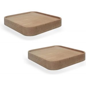 Raft Etagères Murales Bois Carré Étagère Flottantes Décoration Exposition Panneau De Bois Rangement Pour Photos Plantes Bougie Exposition Design Moderne Lot De 2 (Carré 15cm) - Neuf