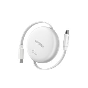 JGD-1M C&acirc;ble USB C vers USB C PD 100W 20V 5A R&eacute;tractable Type C Charge Rapide et Sync Compatible avec iPhone 17 Pro Max Air 16 15 14 Galaxy S25 Ultra S24 iPad Air Mini MacBook Pro Air (Blanc) - Neuf