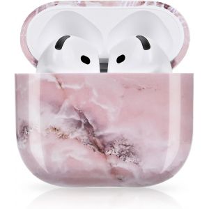 Coque pour Airpods 4,Motif de Marbre Étui PC Rigide Élégant Antichoc Housse de Protection Portable Protege pour Airpods 4eme Rose - Neuf