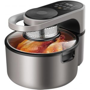 Friteuse À Air Multifonctionnelle, Friteuses Électriques À Air Chaud, Grande Capacité De 8 L, Chauffage Tridimensionnel Supérieur Et Inférieur, Rotation À 360 ° Et Contrôle Intelligent Adapté - Neuf