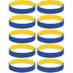 Kal-10pcs Bracelets En Silicone Bleu Ang Jaune Pour Les Supporters Des Fans De Sport Hommes Femmes - Neuf