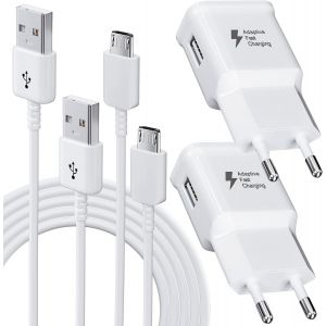 TIANYI-2-Pack USB Chargeur M&acirc;le, Chargeur Rapide Alimentation avec 1,5M Micro C&acirc;ble USB pour Samsung Galaxy S7 S6 Edge S5 S4 S3 S2 A7 A03 J8 J7 J6 J5 J3, Tab 4, Tab S, Tab S2, Android Smartphone - Neuf