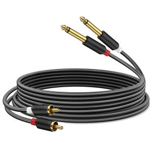 Rca Vers Jack 6,35Mm C&acirc;ble 0,9M, Rca C&acirc;ble Plaqu&eacute; Or S&eacute;rie Audiowave 2 X 6,35Mm (1/4 Pouce) M&acirc;le Ts &Agrave; 2 Rca M&acirc;le Pvc D&eacute;cortiqu&eacute; Adaptateur Audio St&eacute;r&eacute;o Y Splitter Rca C&acirc;ble Avec Tresse En Ny[Z4061] - Neuf
