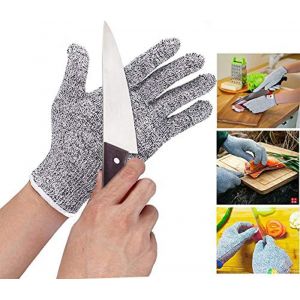 Gants de travail r&eacute;sistants aux coupures,gants de cuisine confortables de qualit&eacute; alimentaire 5 niveaux de protection contre les coupures pour couper et trancher - Neuf