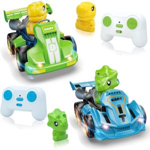Voiture Telecommand&eacute; Pour Enfant 2 3 4 5 6 7 8 Ans,Voiture Dinosaure Avec Musique Et Lumi&egrave;re Jouet Cadeau Pour Garcon Fille 2-8 Ans - Neuf
