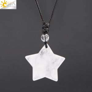 Collier En Cristal &Eacute;toile De Gu&eacute;rison, Pendentif En Pierre Naturelle, ?il De Tigre, Am&eacute;thyste, Quartz Rose, Obsidienne Noire, Pour Hommes Et Femmes, H301--White-Crystal - Neuf