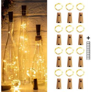 Jgd-12 Pi&egrave;ces Lampes De Bouteille, 2m 20 Led Guirlande Bouteille Lumi&egrave;res Li&egrave;ge Bouchon, Bouteille Li&egrave;ge Lampes &Eacute;tanche Fil En Cuivre Flexible D&eacute;coration Pour No&euml;l, Partie, Mariage, Jardin, Blanc Cha - Neuf