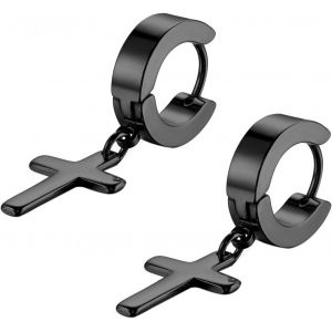 Cmjaagur-Acier Inoxydable Clou D'oreille Boucle D'oreille Clou D'oreille Argent Noir Dor&eacute; Ronde Croix Pendentif R&eacute;tro Homme Femme[M329] - Neuf