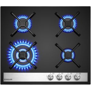 CHECARZHN--NO1-Gh6604Bg1Fc Plaque De Cuisson À Gaz En Verre, 4 Feux, Plaque De Cuisson Encastrable Avec Brûleur Wok, 60 Cm En Verre Noir, Cuisinière À Gaz Butane 8000 Watts, Compatible Lpg/Gaz Nature - Neuf
