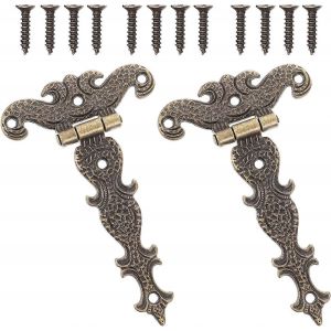 Ensemble de 2 charnières de porte d'armoire décoratives en forme de T en alliage de zinc - Neuf