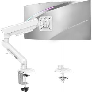 Support de moniteur de jeu, réglable en hauteur, avec VESA 75/100 mm, inclinable, pivotant, rotatif à 360°, blanc - Neuf
