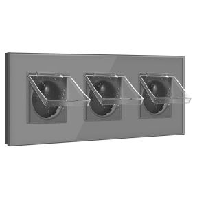 YTFHG-Prise Electrique 16A, Prise Triple avec Couvercle Étanche 3 Gang, Prise Murale avec Capot de Protection 228mm Gris, Prise Femelle - Neuf